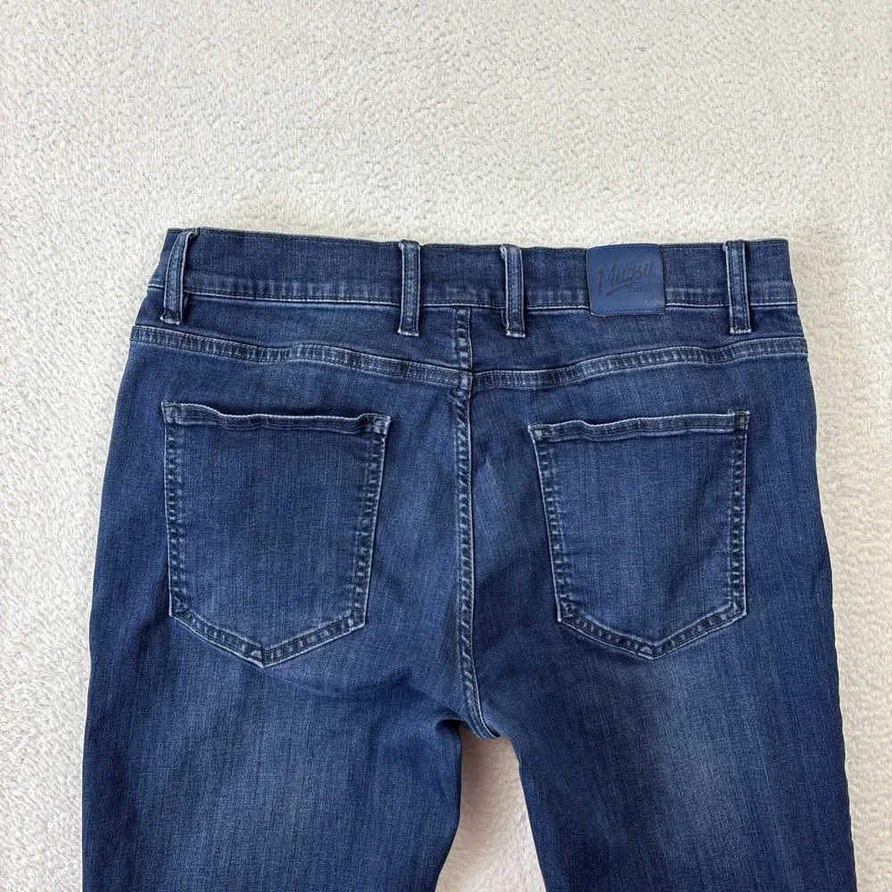 MUGSY Mens 'Fultons' Jeans Size 34/34 Blue Dark Wash Stretch Denim Classic Fit